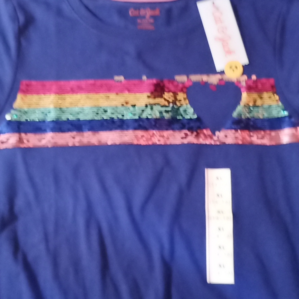 Short Sleeve Blue Sequin Shirt